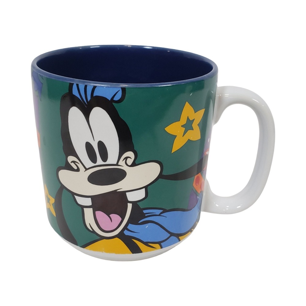 Disney Store Goofy Coffee Mug Green Navy Blue Ceramic Character Cup